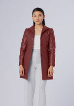 Load image into Gallery viewer, women leather long coat

















