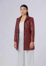Load image into Gallery viewer, women leather long coat

















